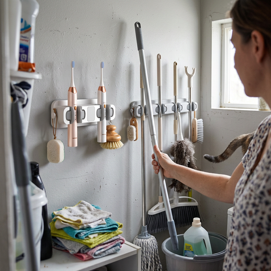 Wall-Mounted Mop & Broom Organizer