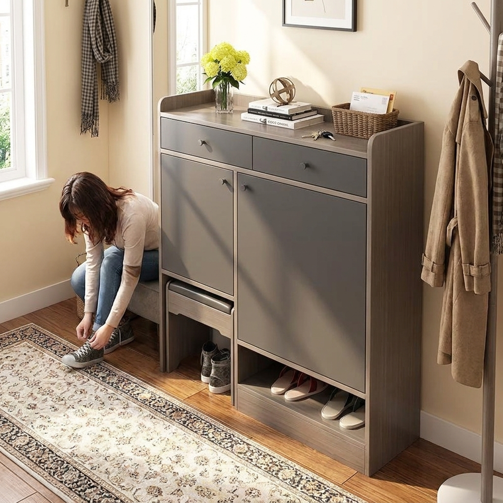 Wooden Shoe Rack Cabinet