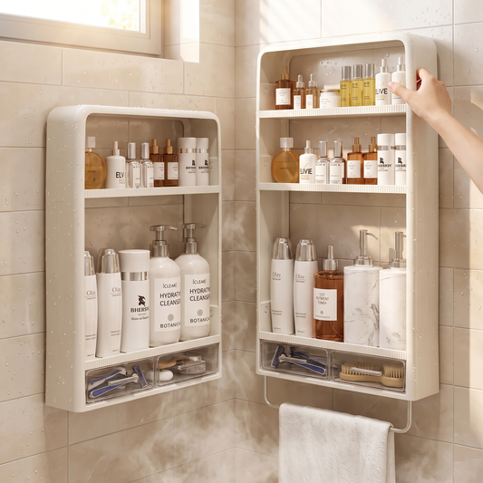 Non-Perforated Wall Mounted Rack - Skincare Product Storage Organizer for Washbasin Table, Everstock — Everstock
