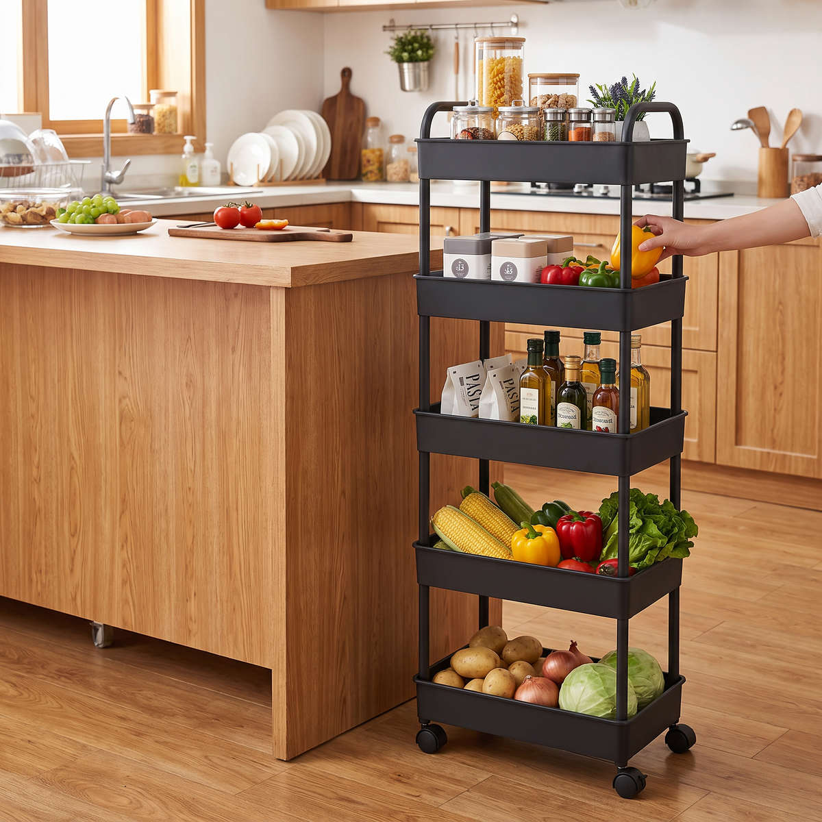 Multi-Layer Rolling Storage Cart - Mobile Trolley Rack for Bathroom, Kitchen & Bedroom Floor Storage, Everstock — Everstock