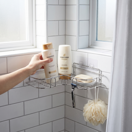 Stainless Steel Triangular Corner Shelf - Durable Shampoo & Soap Storage Rack for Bathroom, Everstock — Everstock