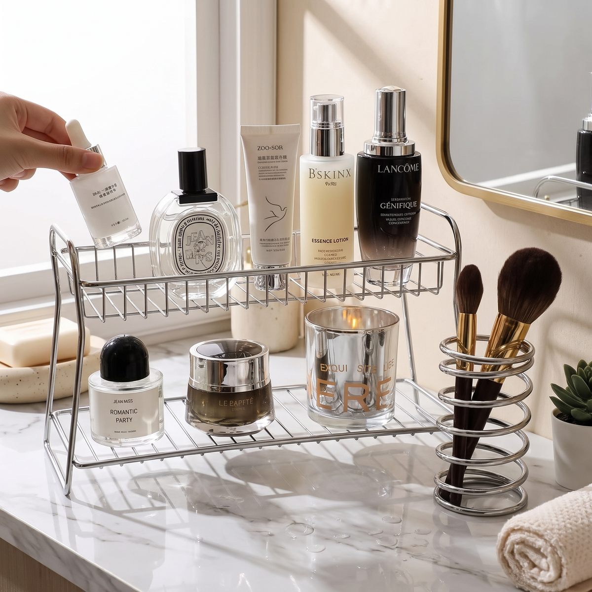 Countertop Cosmetic Storage Basket - Iron Rack for Dressing Table & Bathroom Organization, Everstock — Everstock