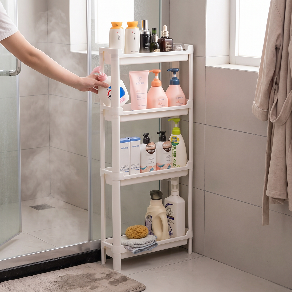 Behind-the-Door Storage Cabinet - Multi-Layer Narrow Rolling Trolley Rack for Bathroom & Kitchen, Everstock — Everstock