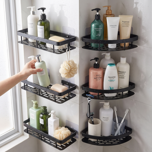 No-Drill Corner Wall Mount Shelf - Bathroom Shower Storage Rack Holder, Everstock — Everstock