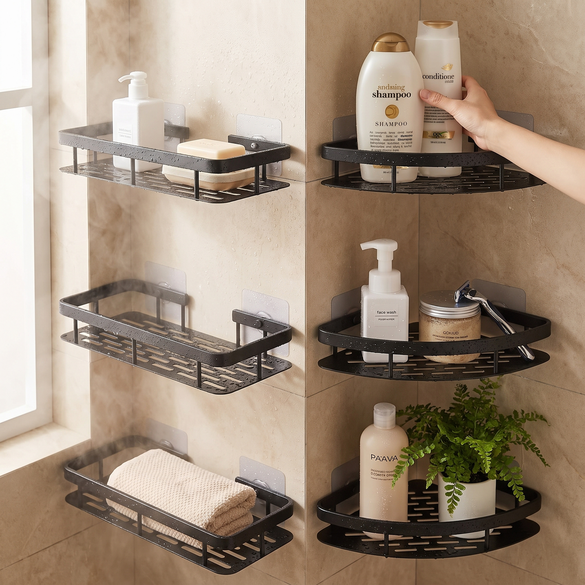 Aluminum Alloy Shampoo Rack - No-Drill Shower Shelf Organizer for Bathroom, Everstock — Everstock