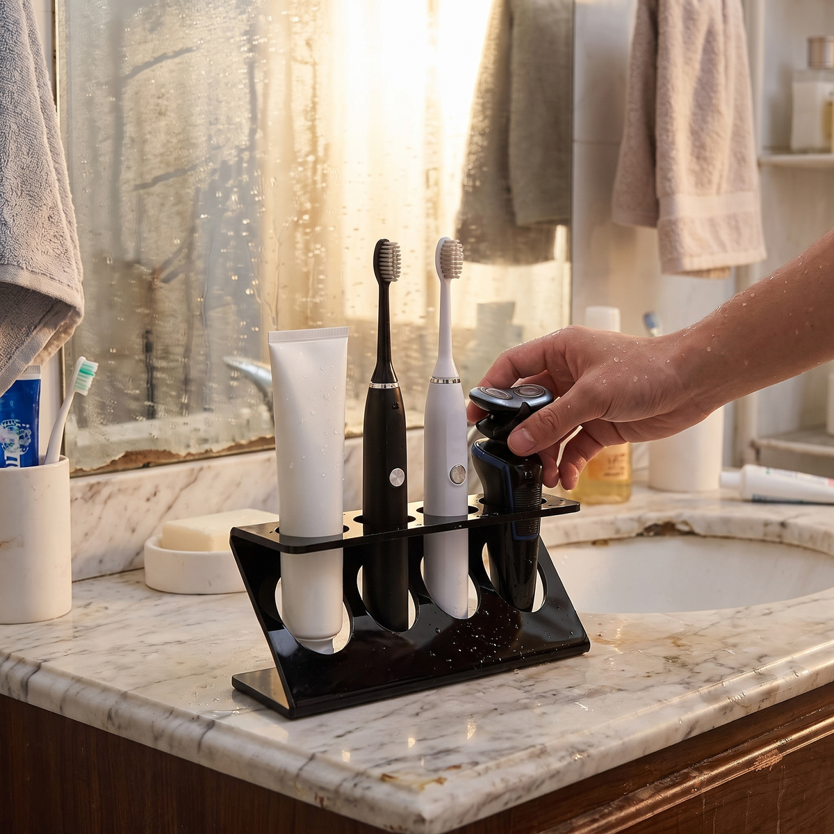 Multifunctional Toothbrush Holder Rack - Desktop Drain Organizer for Bathroom, Everstock — Everstock