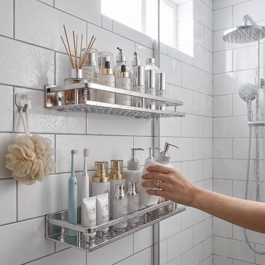 Aluminum Shower Shelf Organizer - Silver Shampoo Storage Rack, 30-50cm, Everstock — Everstock