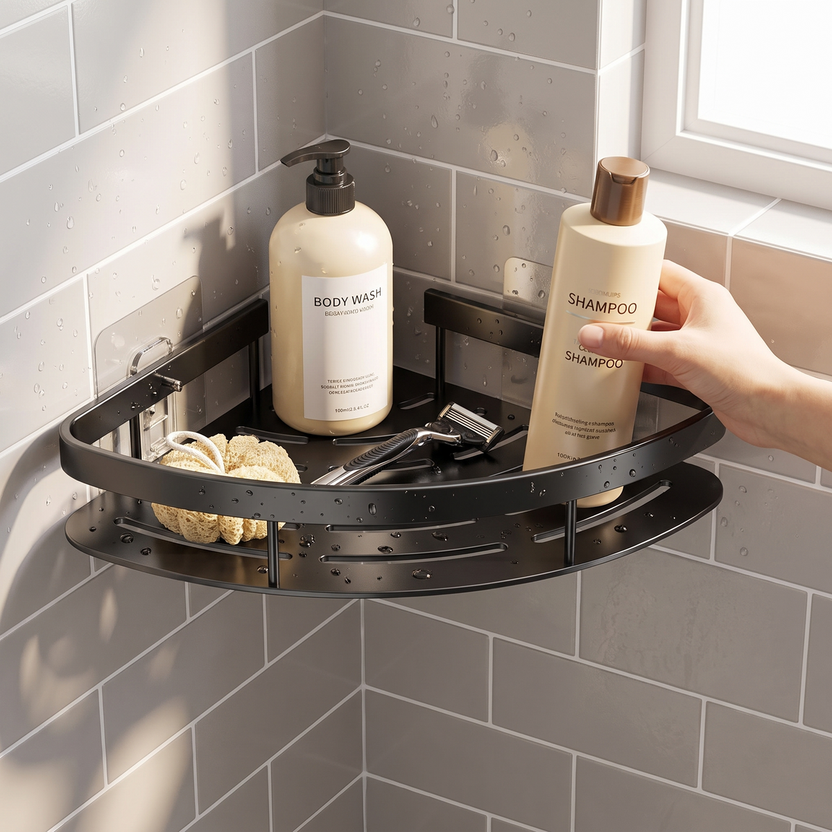Aluminum Alloy Shower Shelf - No-Drill Shampoo Rack for Bathroom & Kitchen, Everstock — Everstock