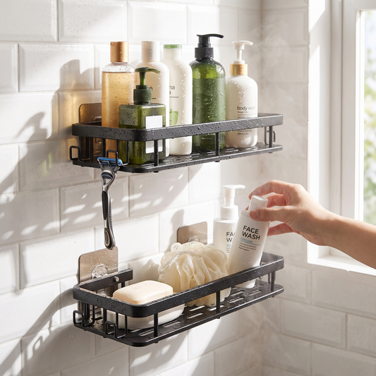 Stainless Steel Shower Rack - Anti-Rust Suction Cup Storage Organizer for Bathroom, Everstock — Everstock