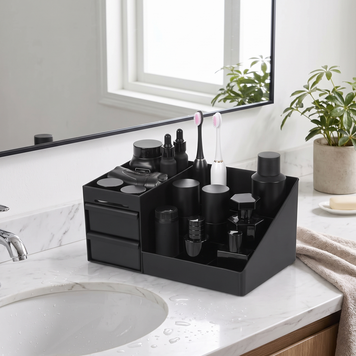 Countertop Organizer with Drawers - Cosmetic Storage Box for Skincare & Toiletries, Everstock — Everstock
